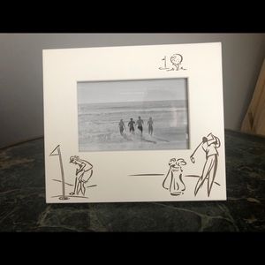 Torre & Tagus White Photo Frame in Golf Motif, New